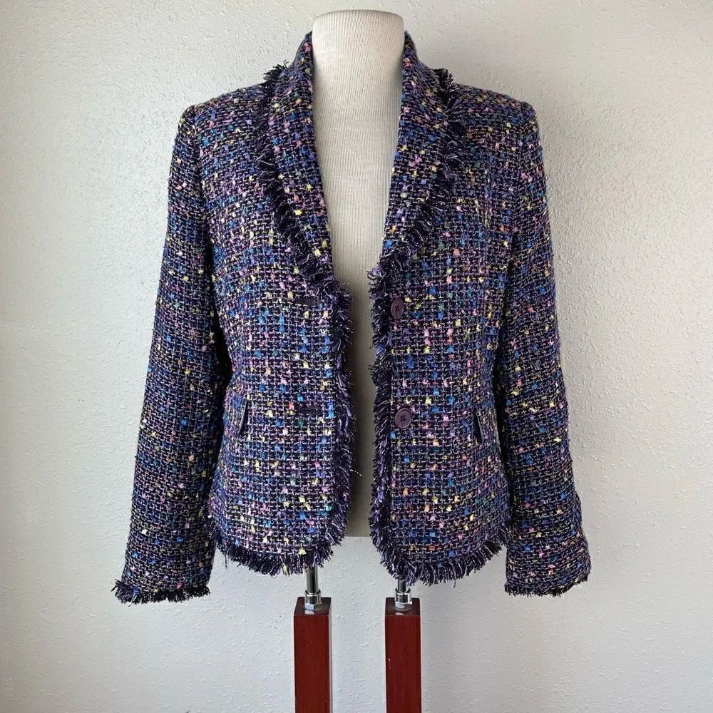 Chadwick’s Purple Colorful Dress Jacket Size 6 EUC
